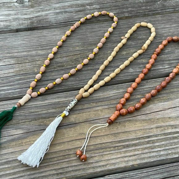 3 Tasbeeh Genuine Wood Prayer Beads Handmade Tasbeh Religious Islamic Beads X3 - Picture 11 of 12